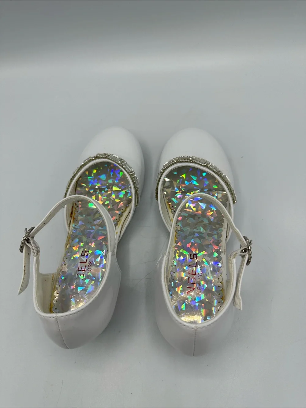 Angels New York Girls White First Communion, Flower Girl, Pageant Shoe Size 2